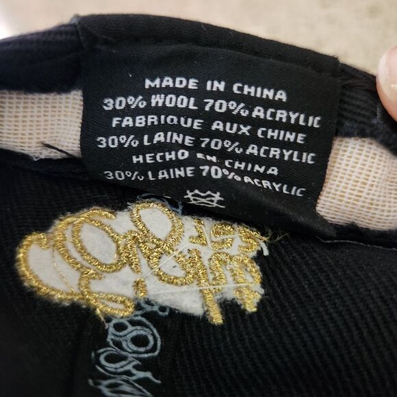 Eight 732 Mens Black Cap with Embroidered Dragons Size 7 5/8 - Picture 7 of 7